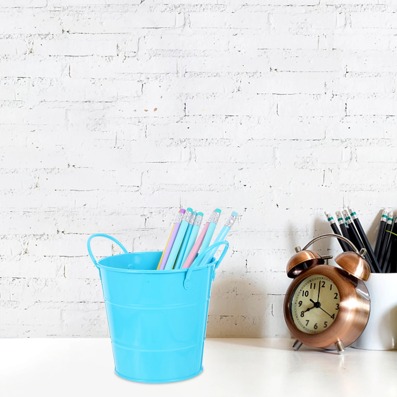 

1PC Desktop Pen Holder Metal Iron Bucket Office Home School Supplies ganizer Sturdy Multipurpose Pencil for Desk