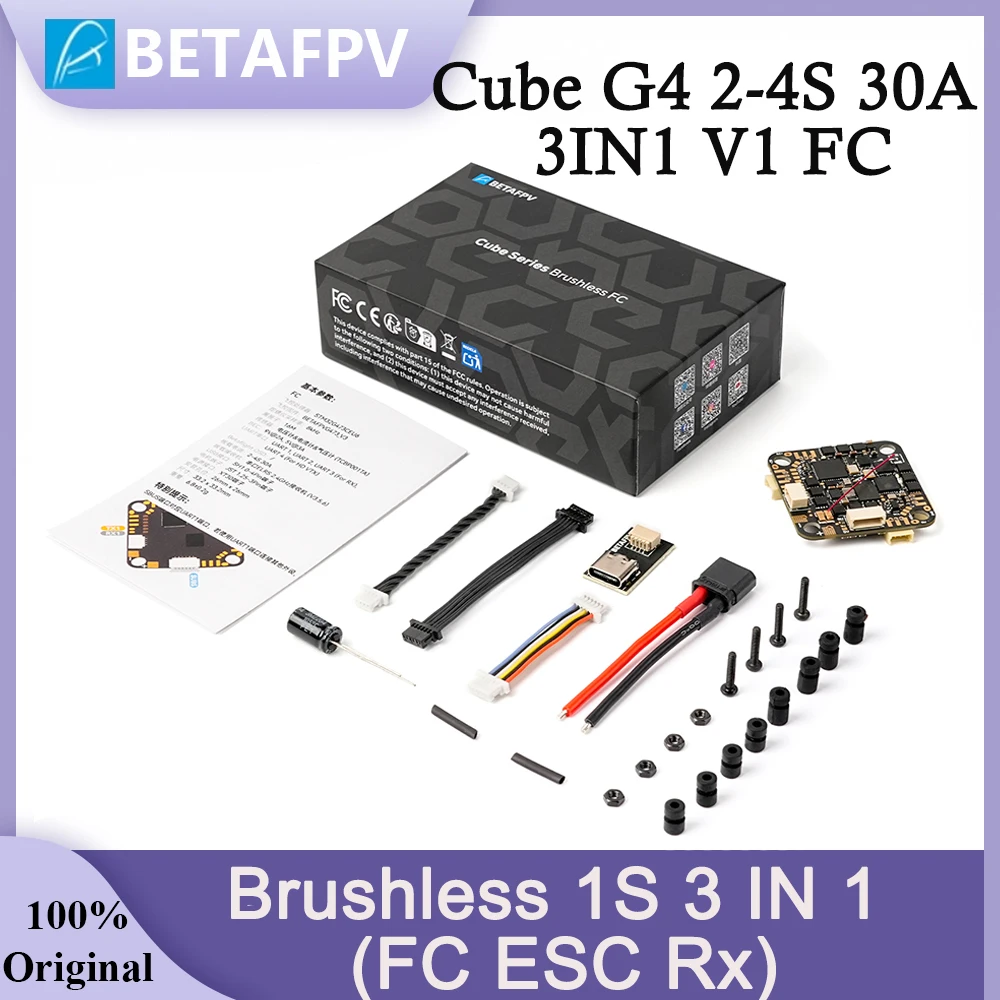 BETAFPV Cube G4 2-4S 30A 3IN1 V1 Flugcontroller 3 IN 1 (FC ESC Rx) AIO FC für Pavo20 Pro II 4S Bürstenloser Whoop Quadcopter