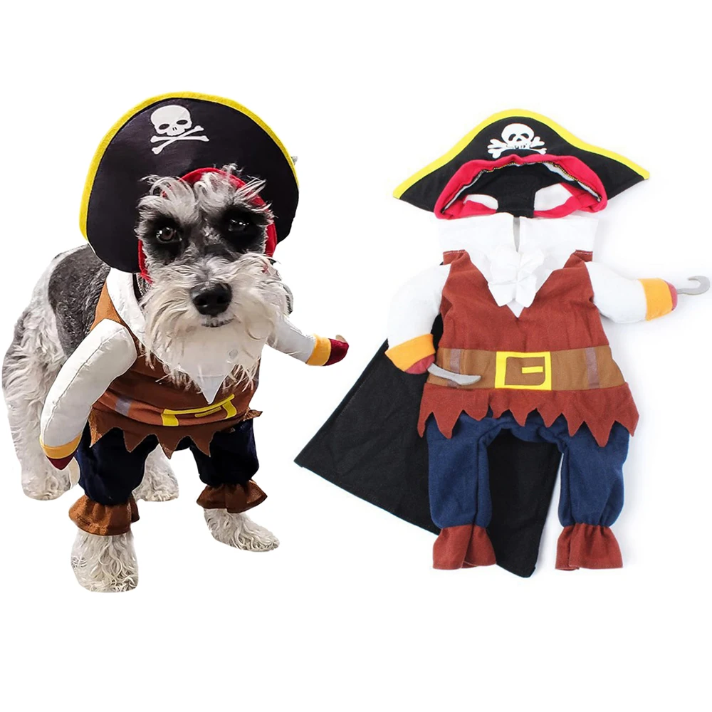 Funny Dog Clothes Puppy Kitten Halloween Cosplay Pirate Costume Jacket For Small Medium Dogs Cat Creative Novelty Chihuahua Coat