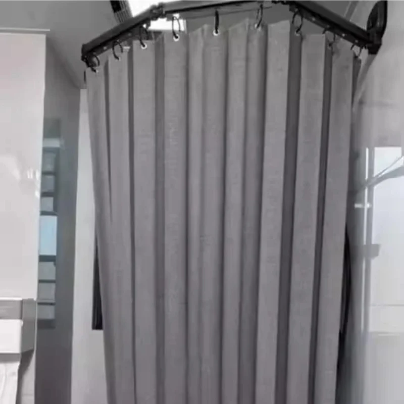 

Waterproof Folding Shower Curtain with Dual Suction Cups, Magnetic Dry/Wet Separation Non-Drill Bathroom Partition, Anti-Mildew