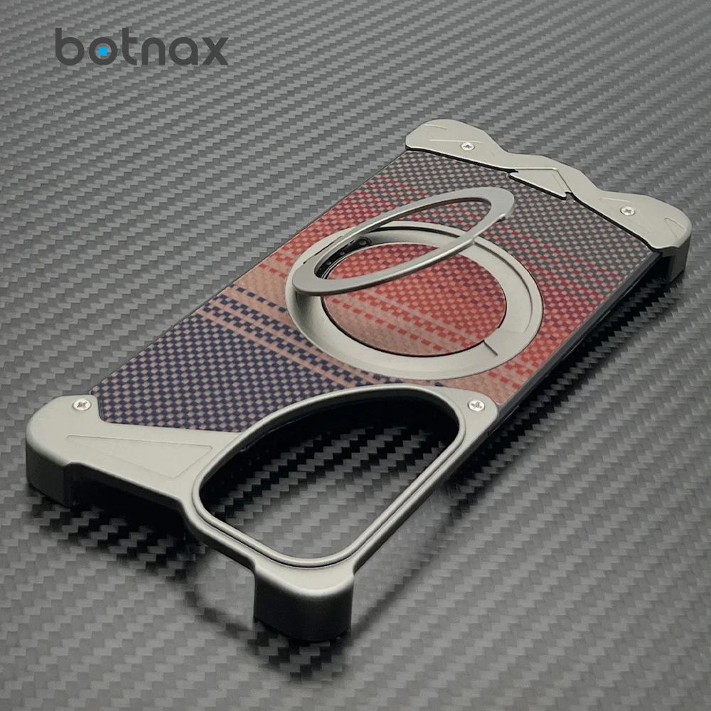 

botnax Aramid Fiber Case For Samsung Galaxy S26 Ultra Cover Frameless Metal Alloy Funda S26 U Carbon Back Built-in 360 Bracket