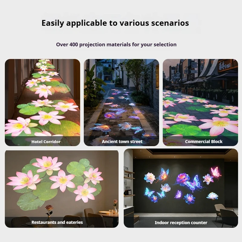 3D Dynamic Ambiance Projector Light - Custom Video Pattern Projection Lamp for Ground Wall Storefront Decor