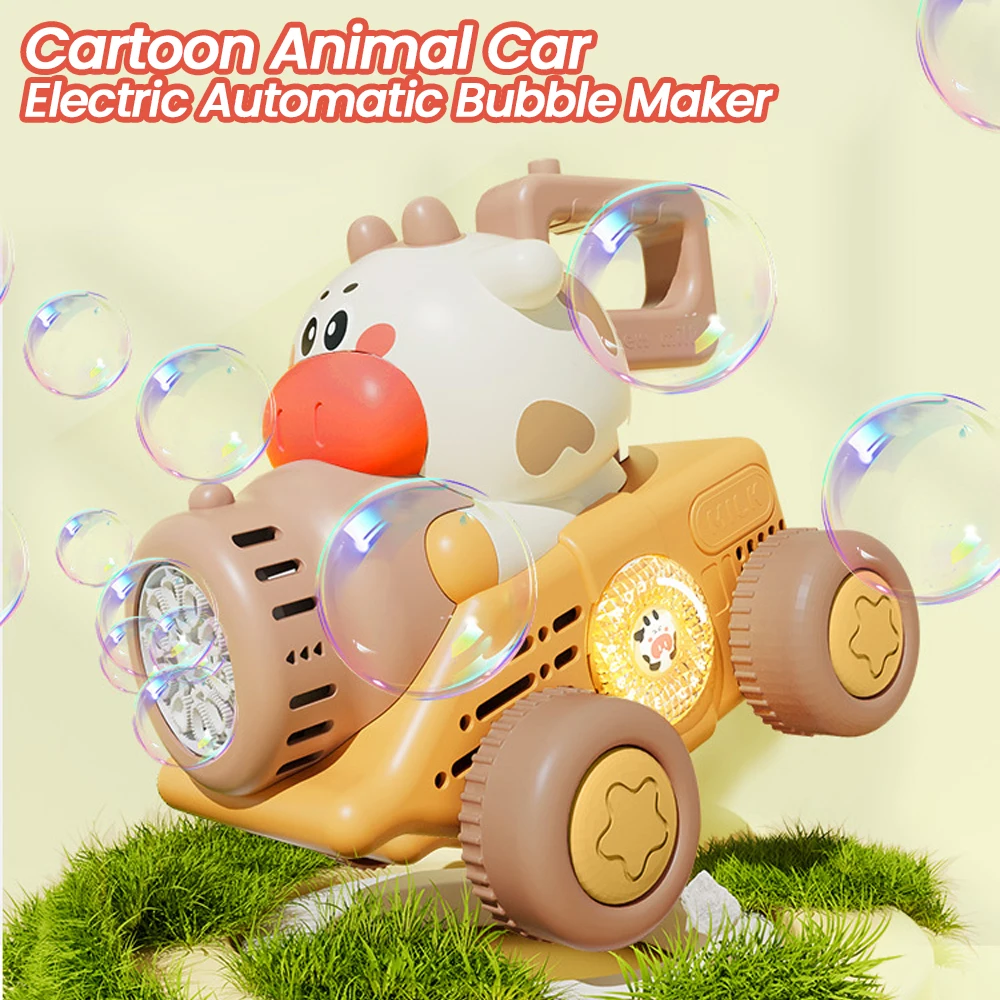 

Trolley Bubble Machine Gun Cart Cartoon Animal Car Electric Automatic Soap Bubbles Car Outdoor Party Game Children Toys for Kids