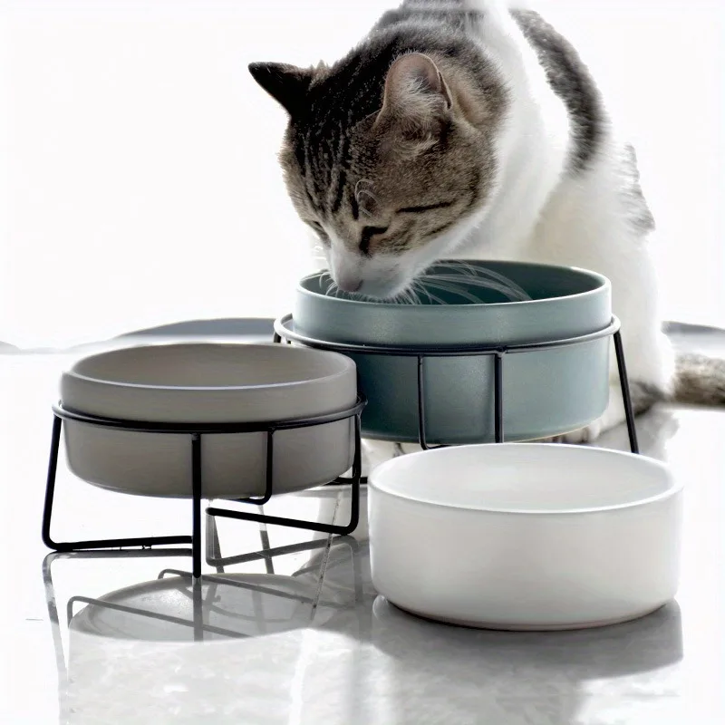 Cat Food Water Bowls with Stand Ceramic Pet Feeding Accessories Cats Small Dogs Eat Drink Supplies Puppy Feeder Ceramic Bowl