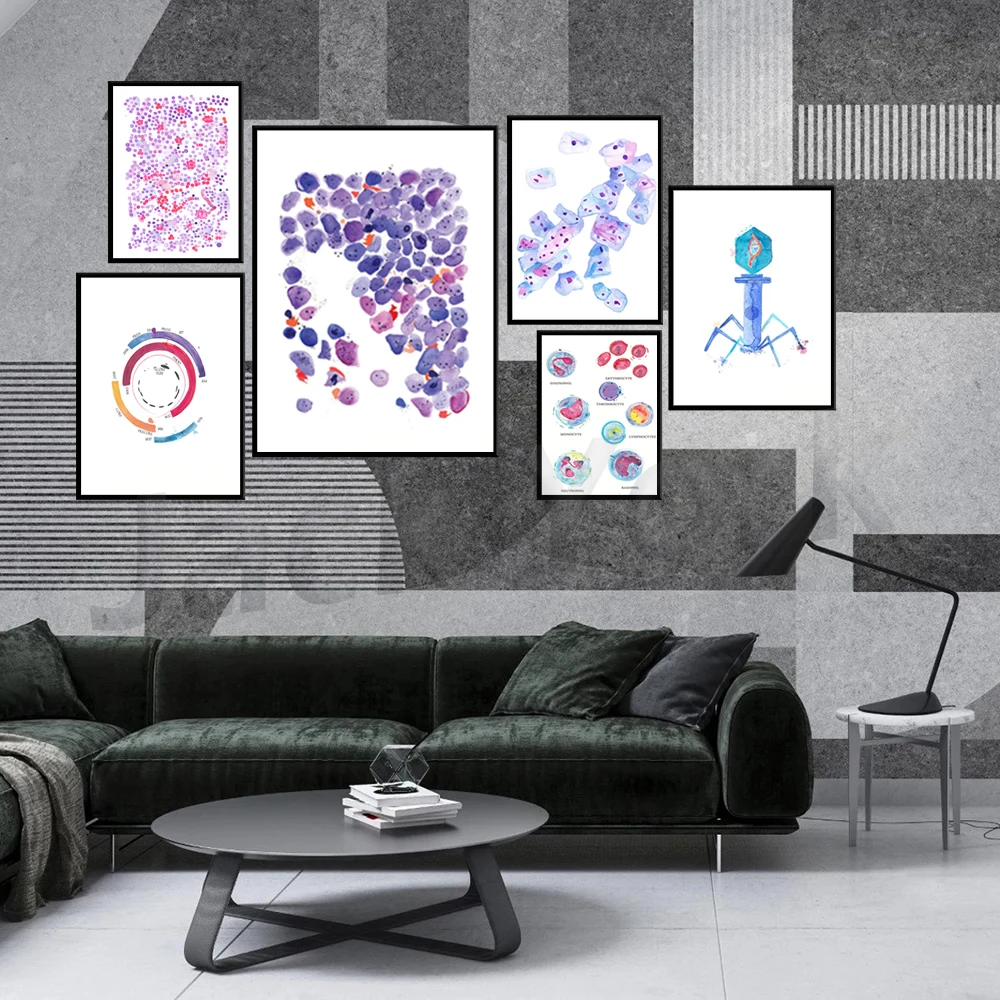 Blood Cell Art, Erythrocytes, Granulocytes, Medical Laboratory Art, Hematologist Gift, Science Art, Med Tech Gift, Biology