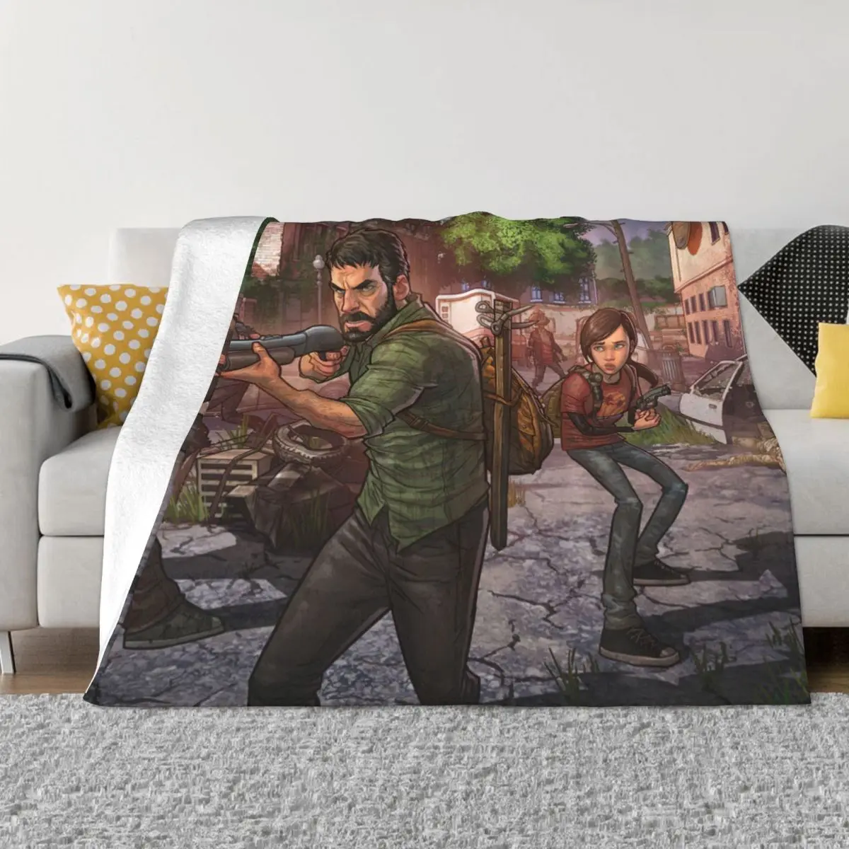 The Last Of Us Horror Game Knitted Blankets Flannel Joel Ellie Lightweight Thin Throw Blanket for Airplane Travel Bedroom Quilt