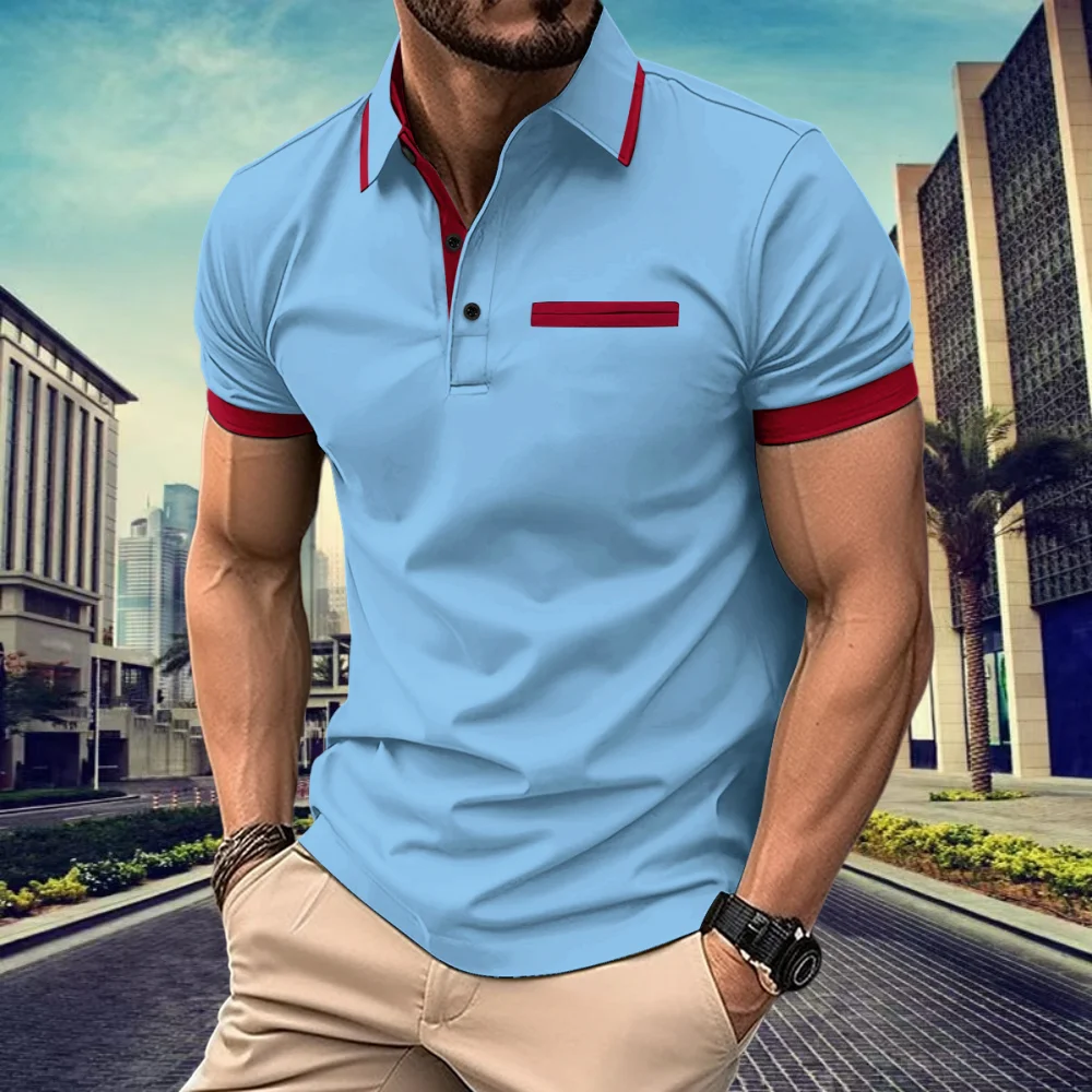 

Summer New Hot Selling Men's POLO Shirt Folded Collar, Wrinkle Resistant Contrast Short Sleeves, Casual Sports Fashion s-3XL