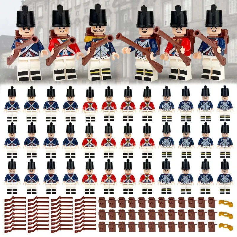 

European Soldier Character Model Small Particle Infantry Figurine Royal Army Navy Doll Children Building Block