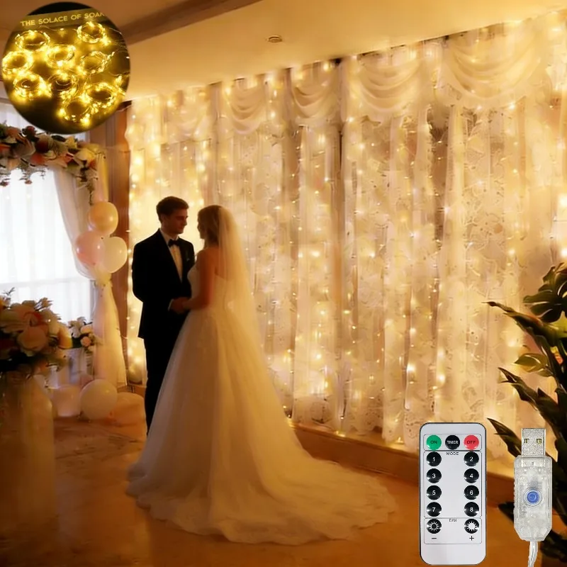 

1pc 3/6m USB Plug Festive Atmosphere Decorative Light String Wedding Party Decor Festival Celebration Decor with Remote Control