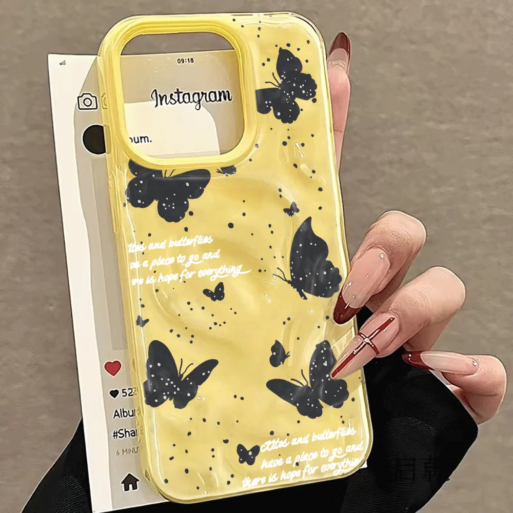 Gemstone Fruit Sun Bee Print Phone Case For iPhone 16 15 14 13 12 11 Pro Max 16 15 Plus 17 Air Shockproof Back Soft TPU Cover