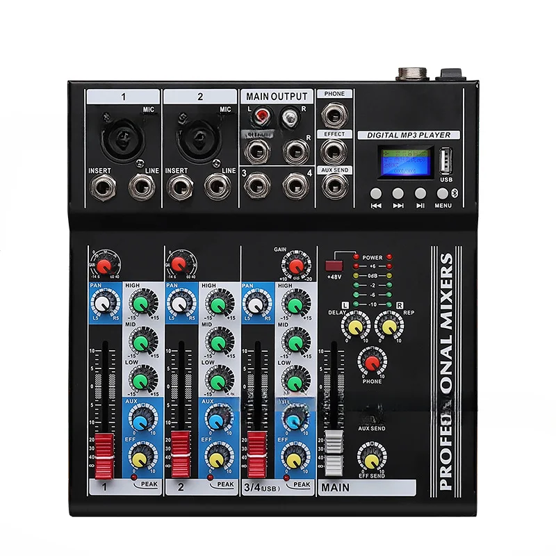 

F4 professional 4-way mixer, stage performance sound card, bluetooth microphone, live broadcast, computer recording