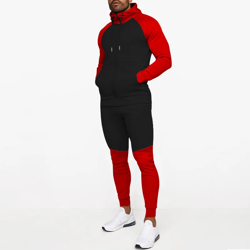 2024 cross-border autumn and winter new color matching sports suit casual sports suit men's clothing