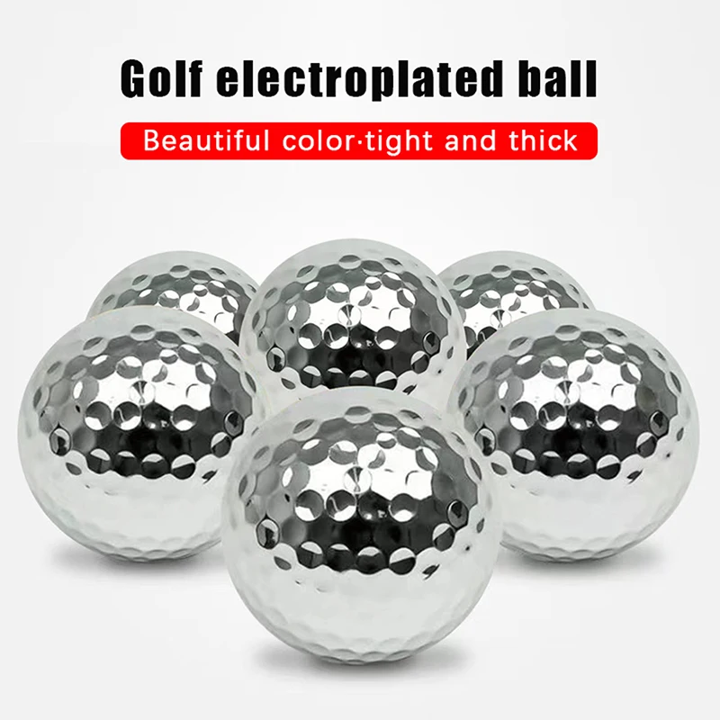 Silver Two Layer Golf Balls Golf Practice Balls Golfer Swing Putter Training Gift Ball For Indoor Outdoor Trainning Balls