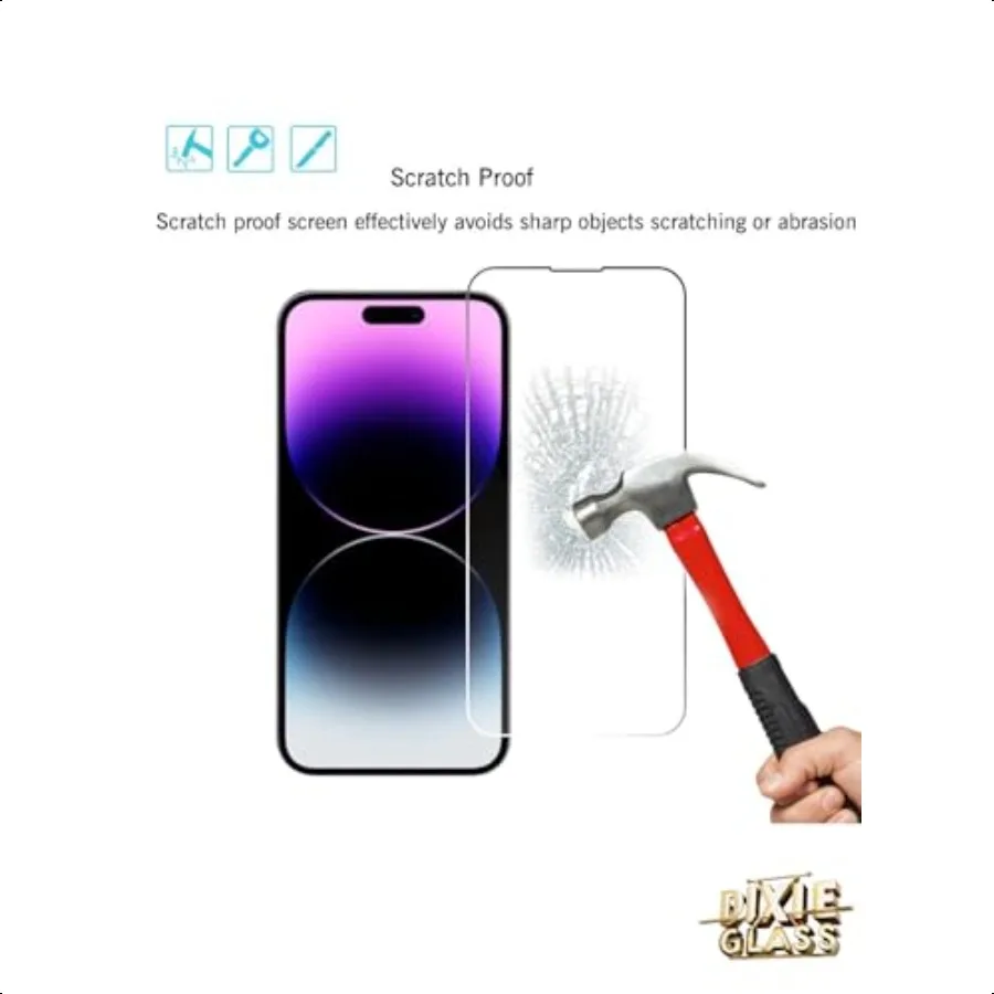 Pellicola salvaschermo in vetro temperato per iPhone 14 Pro da 3 pezzi + protezione per obiettivo fotocamera da 3 pezzi