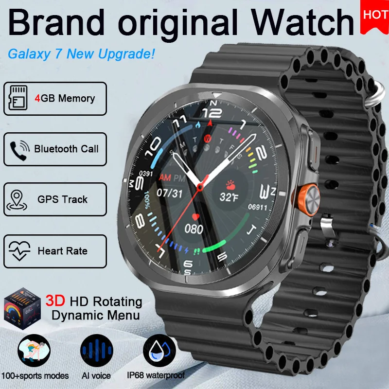 DT 7 Mini Ultra GPS ساعة ذكية للرجال ذاكرة 4 جيجابايت NFC التحكم البوصلة سجل تشغيل الفيديو الرياضة BT دعوة الساعات الذكية 2025 جديد