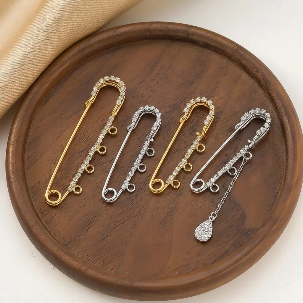 5 Stück 50/60/70/75mm Strass-Sicherheitsnadeln, Broschen-Rohlinge für DIY-Dekoration, Kleidung, Schmuckherstellung, Zubehör – Detail 2