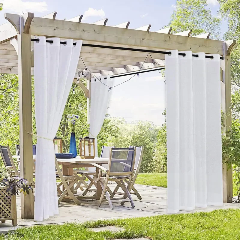 1pc Outdoor Waterproof Translucent Curtain Rainproof Sheer Curtain Screen Garden Gazebo Porch Window Privacy Protection Drape