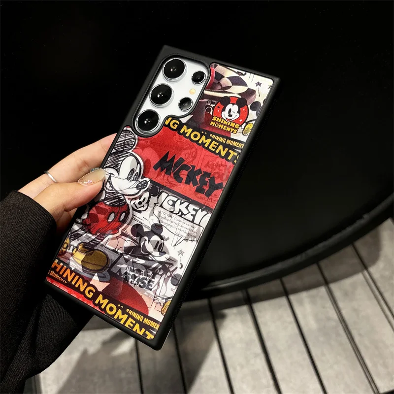 Luxury Graffitiการ์ตูนน่ารักMickey MouseกันกระแทกสําหรับSamsung S22 S23 S24 Ultra Plusตลก 3Dเปลี่ยนภาพMickey
