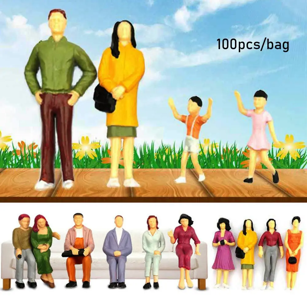 ABS Material Mixed Color Pose 1:100/1:150/1:75/1:50 Scale Model Building Passengers DIY Character People Figures Train Scenery