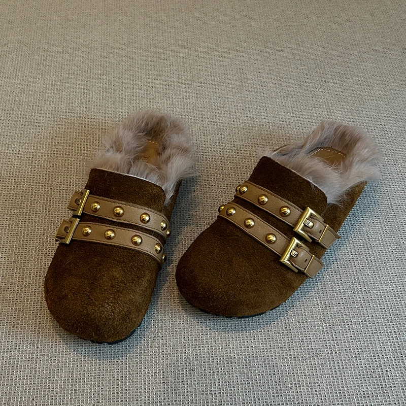 

Women Fluffy Slippers Mules Shoes Flats Slingback Casual Shoes Winter Sport Sneaker 2025 New Flip Flops Walking Comfort Zapatos