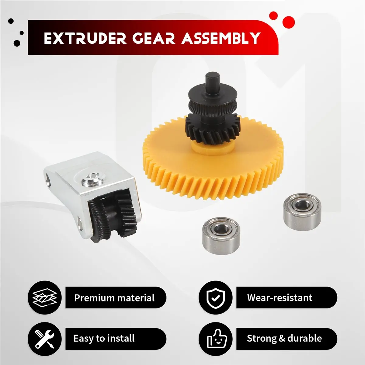 L77A Upgrade Hardened Steel Extruder Gear Assembly For P1S P1P X1 Carbon X1C 3D Printer Oblique Tooth