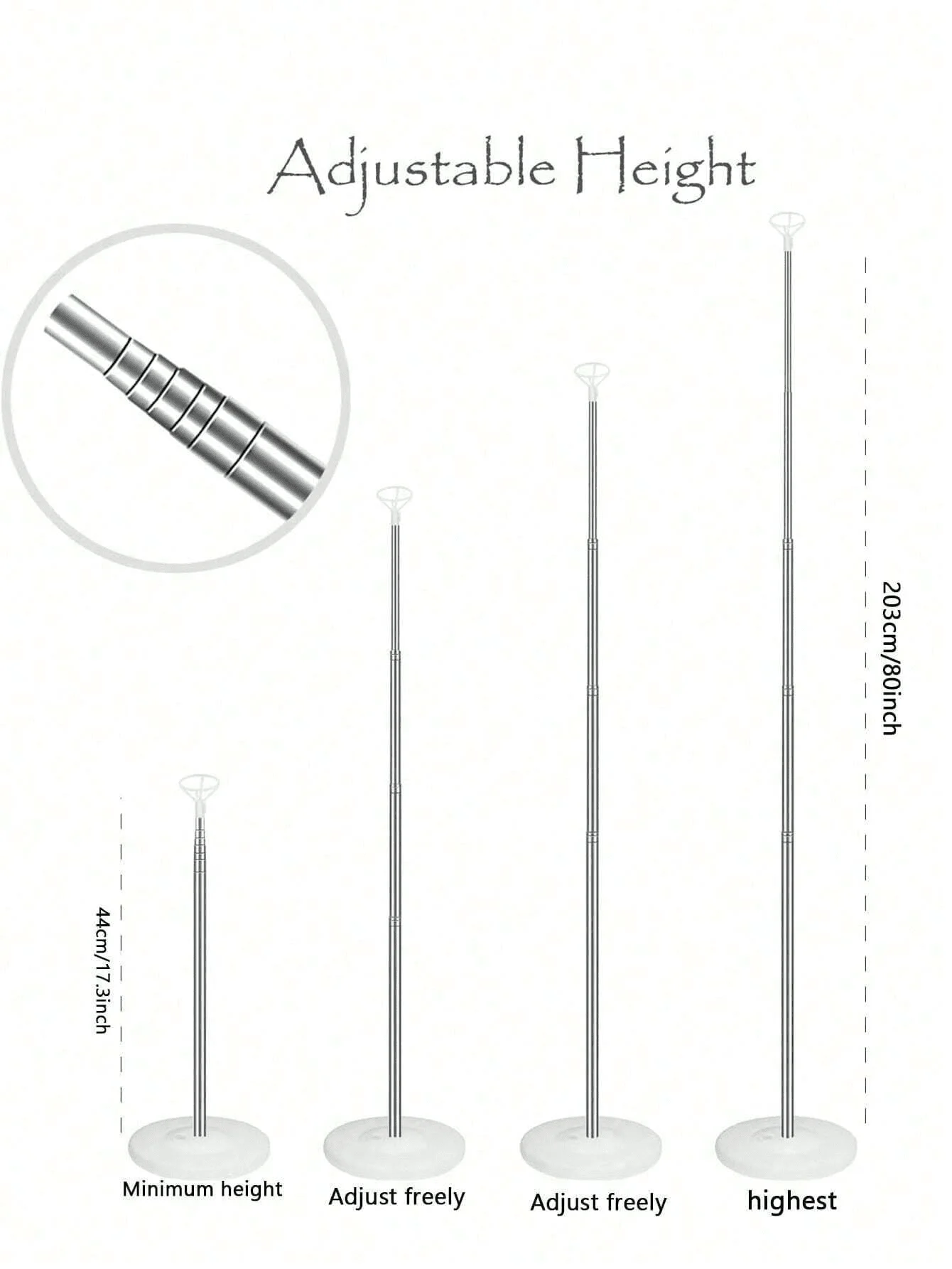 1/2 conjunto kit de suporte de coluna de balão ajustável-base incluída, suprimentos de decoração de festa