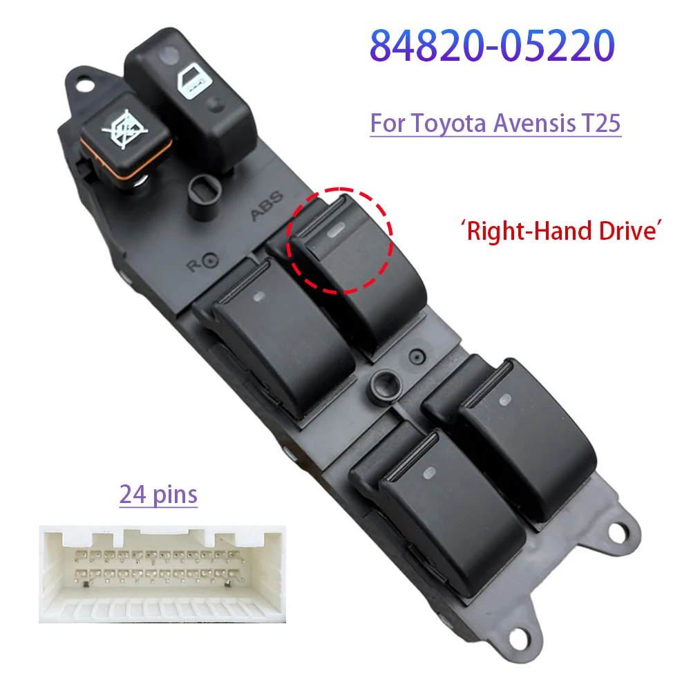 84820-05220 RHD Power Window Master Switch For Toyota Avensis T25 Electric Window Lifter Control Button Right Hand Drive