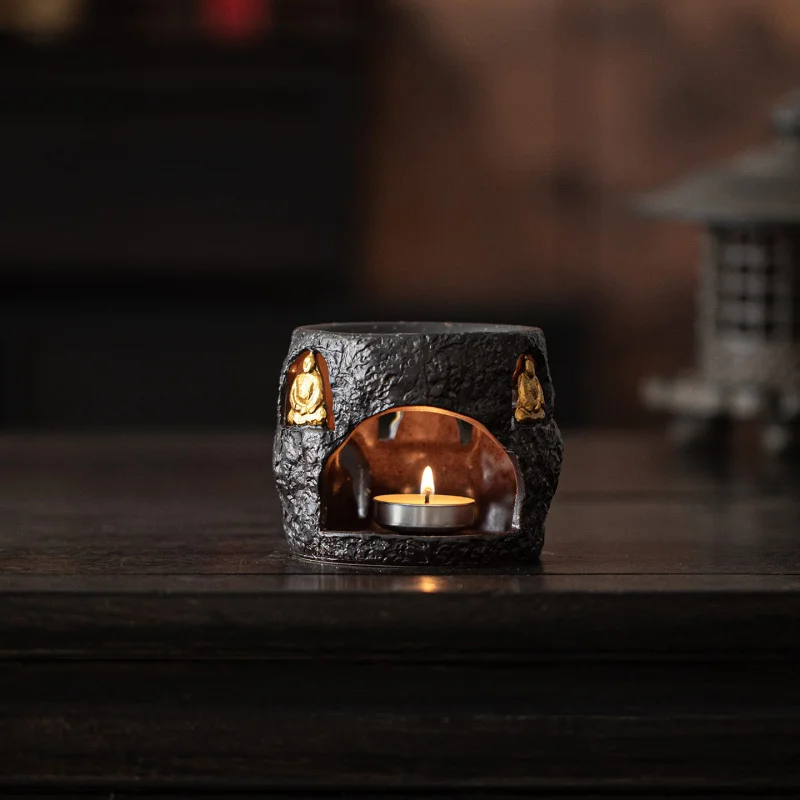 Dunhuang Buddha Viewing Ceramic Incense Burner Aroma Diffuser Burner For Sage Powder And Cedar Candle Home Decor