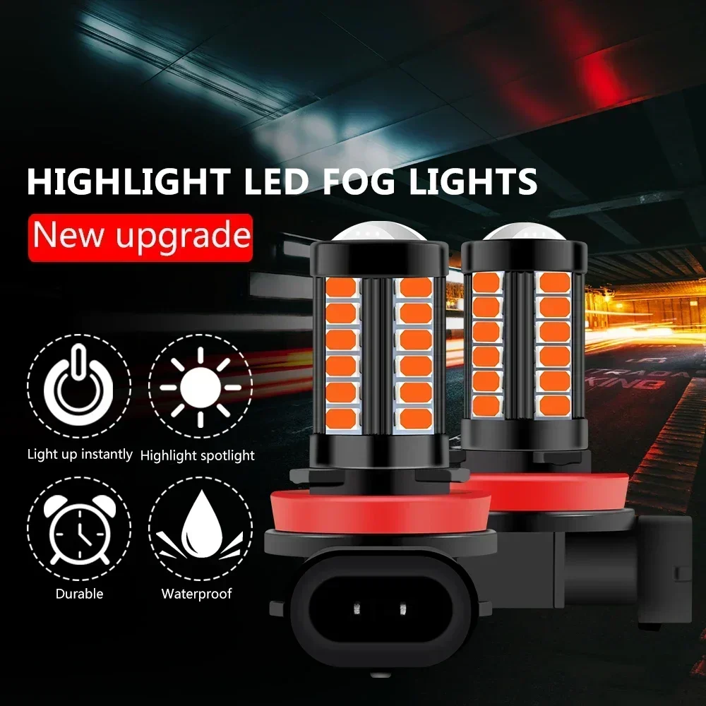 H11 H8 H4 H7 9005 9006 LED Fog Light Bulbs Extremely Bright Car DRL Driving Fog Lights 5730 33SMD 12V White/Amber/Red/Blue/Pink