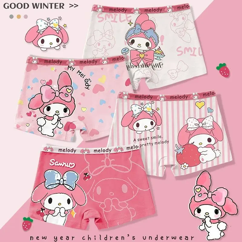 Anime Sanrio Kuromi Cotton Triangle Children's Panties Cute Cartoon Comfortable Girls' Boxer Briefs Non-pilling Baby Underwear