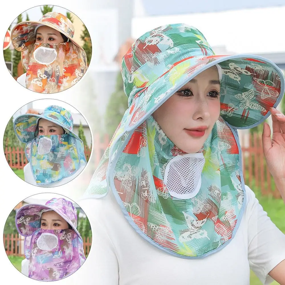 Face Covering Sun Hat UV Protection Large Brimmed Face Neck Protection Wide Brim Work Shade Breathable Tea Picking Hat Summer