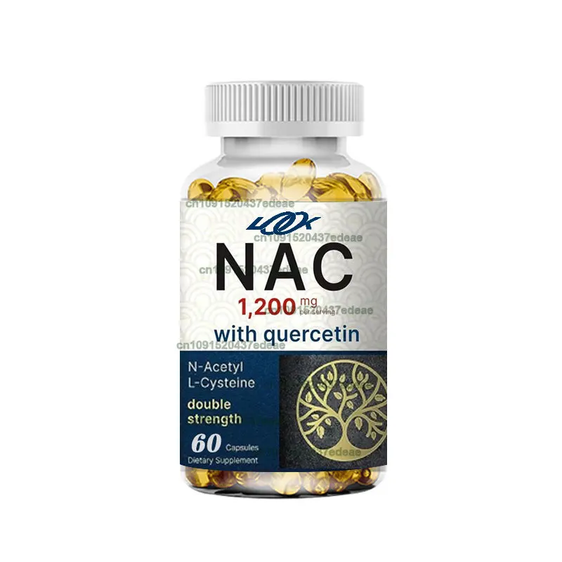 NAC supplement 1200mg 60 capsules, N-acetylcysteine containing quercetin dual strength - supports immune, liver, and lung health