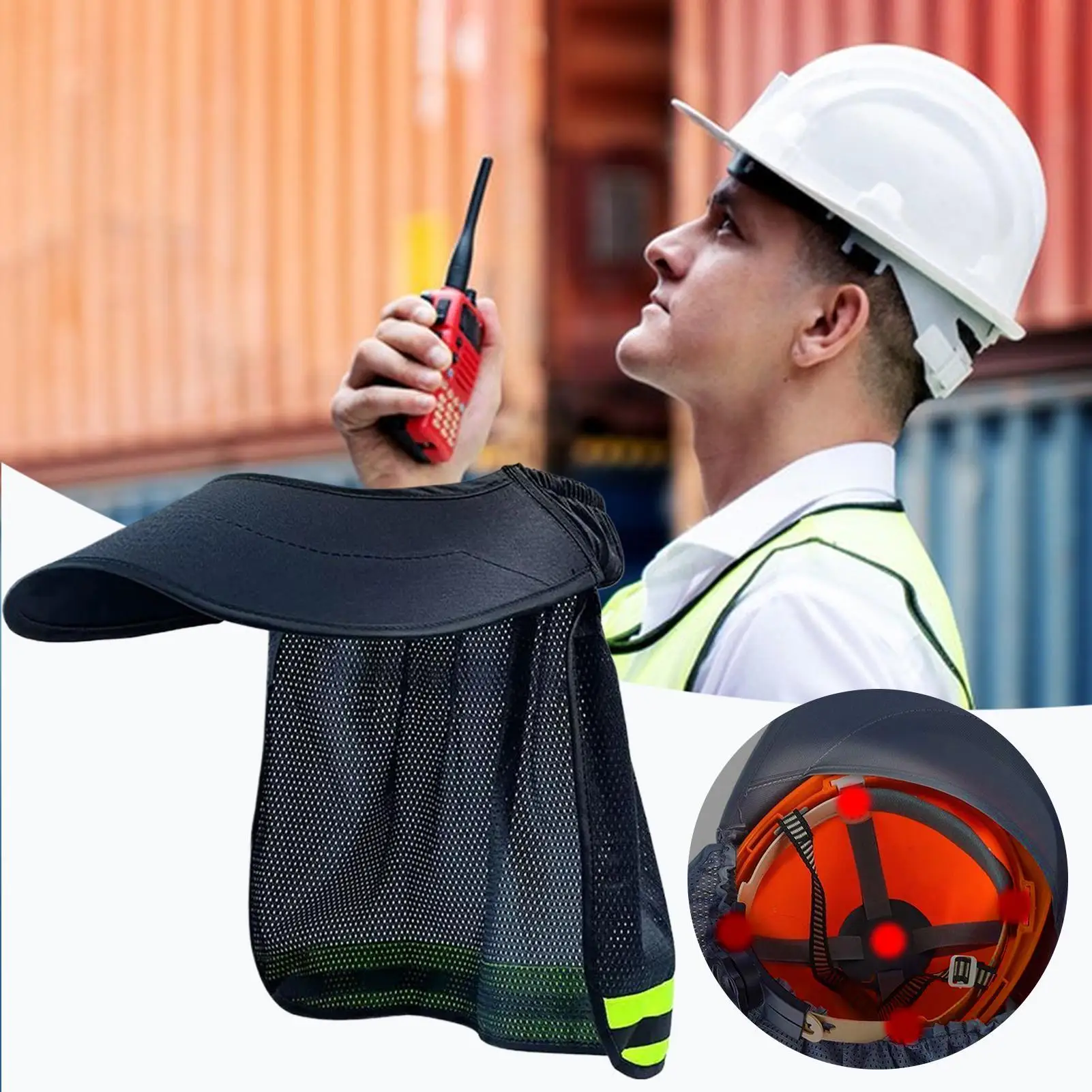 Hardhat Sun Shade Neck Shade Reflective Strip Construction Sun Protection Breathable Cooling Safety Helmets Accessories