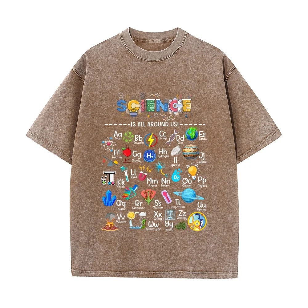 Science is All Around Us Alphabet STEM Scientist T-Shirt T Shirt Oversize Herren Bekleidung 오버핏 Regular Fit Cotton Tee Graphic