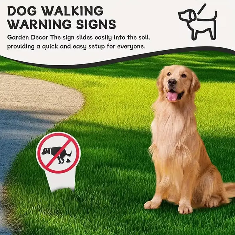 "No Dog Poop" Plastic Sign No Pooping Warning Yard Sign Garden Stake Outdoor Waterproof Warning For Pet Owners Prevent Pollution