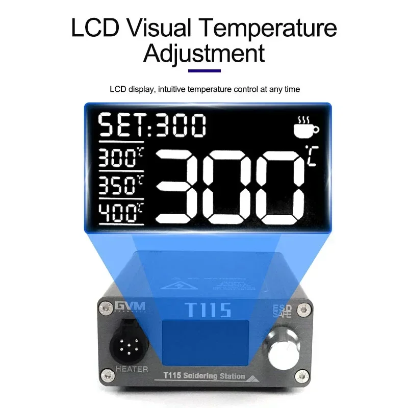 Stazione di saldatura GVM T115 45W saldatore riscaldamento rapido Auto Sleep per riparazione PCB stazione di saldatura a temperatura costante