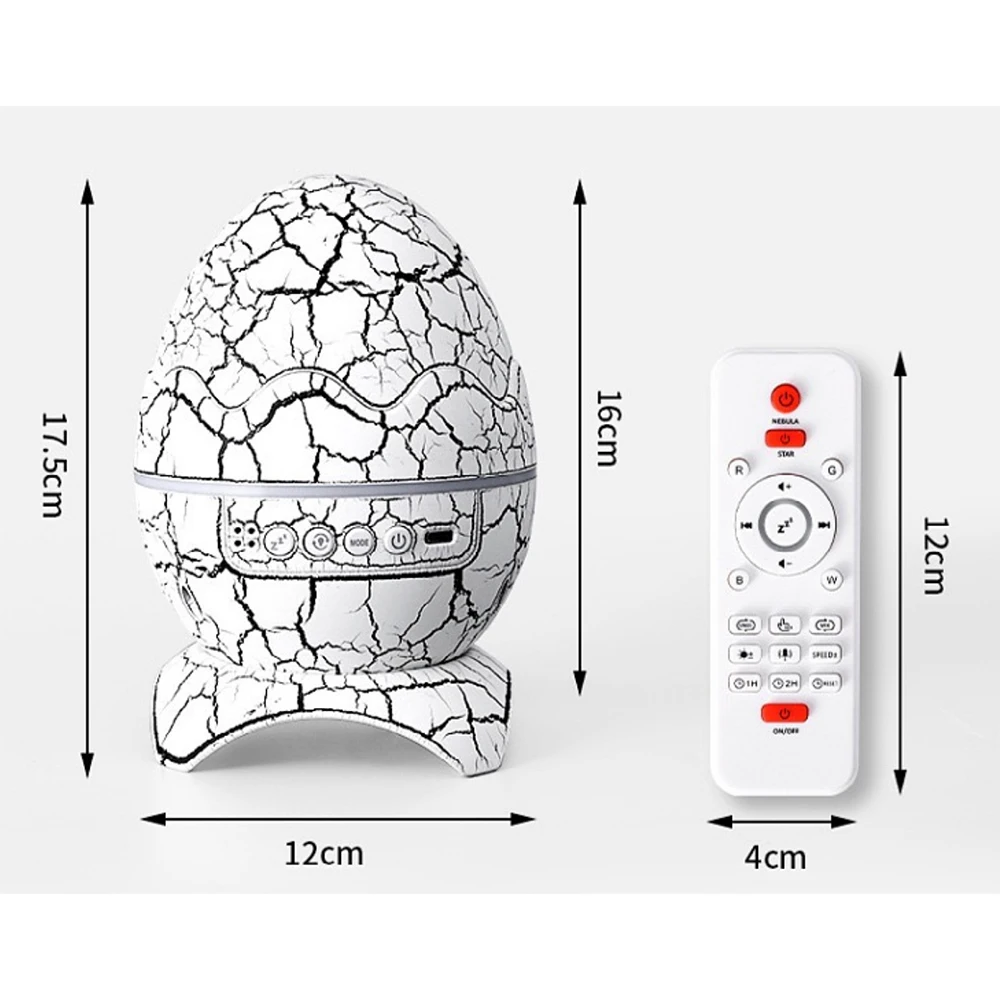 Lampu Malam Telur Dinosaurus dengan Proyeksi Irama Kontrol Suara Bluetooth Bertenaga USB untuk Hadiah Dekorasi Kamar Tidur Pesta Kamar Anak-anak