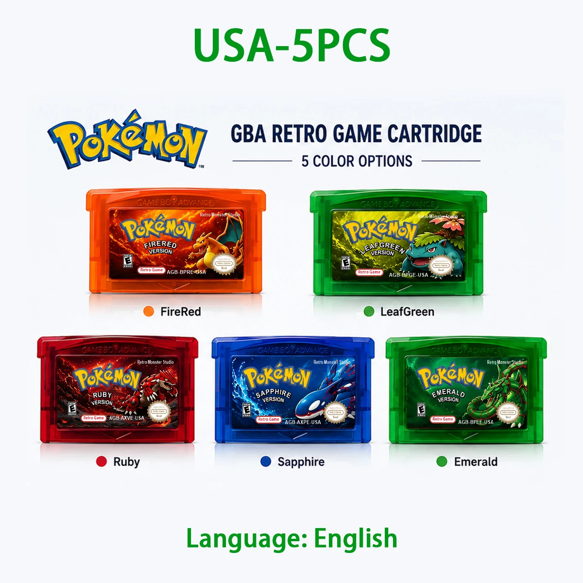 Retro Gaming Pokemon - Retro Pokémon GBA Game Cartridge -