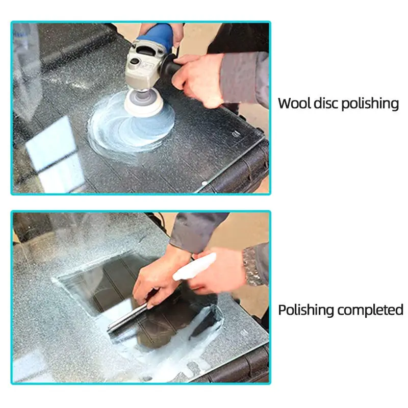 

Wool balls, 2-inch and 3-inch glass scratches, polishing to restore shine, scratches, weld points, grinding wool wheels, adhesiv