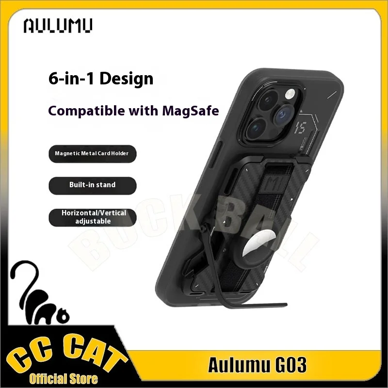 

Aulumu G03 Magnetic Carbon Fiber Wallet: 6-in-1 Versatile Card Holder Stand Grip Bottle Opener Cutom RFID Shield Men' s Gifts