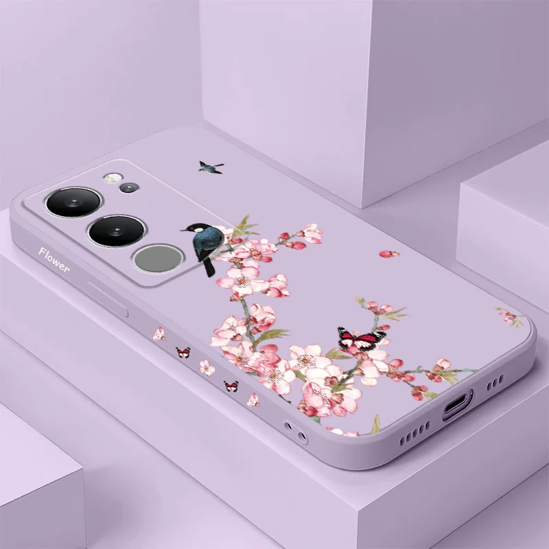 

Peach Butterfly Phone Case For VIVO V50 V40 V30 V29 V29E V27 V27E V25 V25E V23 V23E V21 V20 Y20 Y12 Y21 Y22 Y50 Y35 Y76 Pro 4G 5