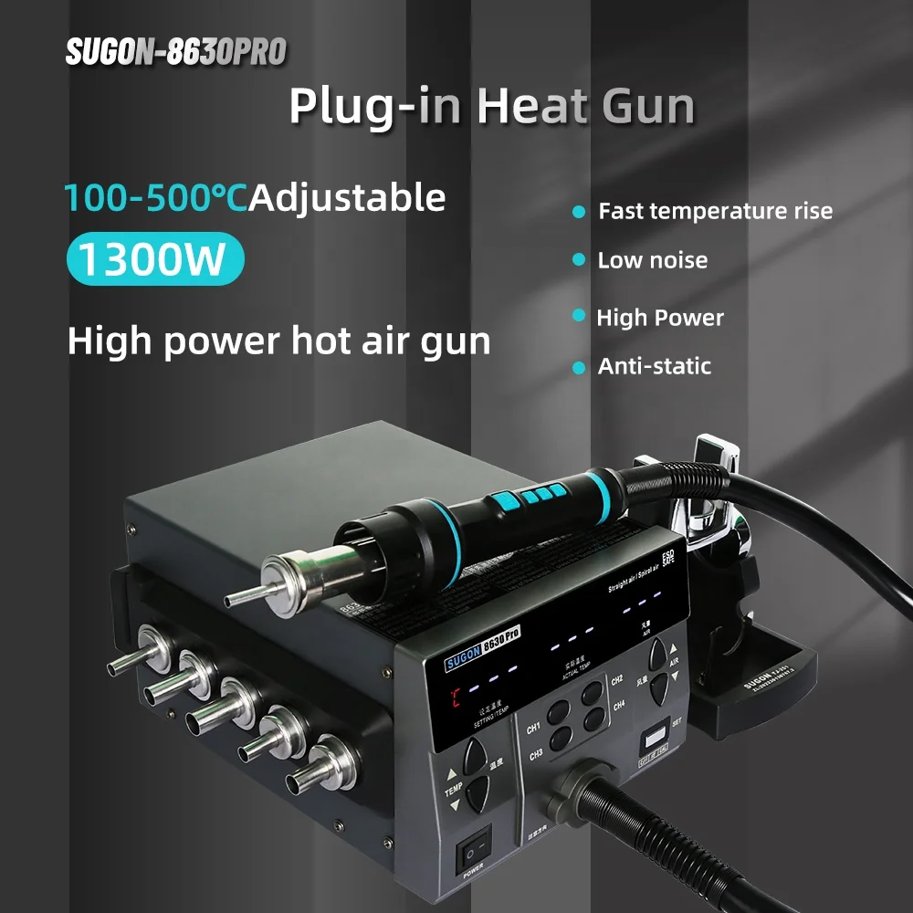 SUGON 8630 pro hot air gu.n 1300W strumento di riparazione del telefono cellulare attrezzatura scheda madre chip BGA stazione di saldatura ad aria