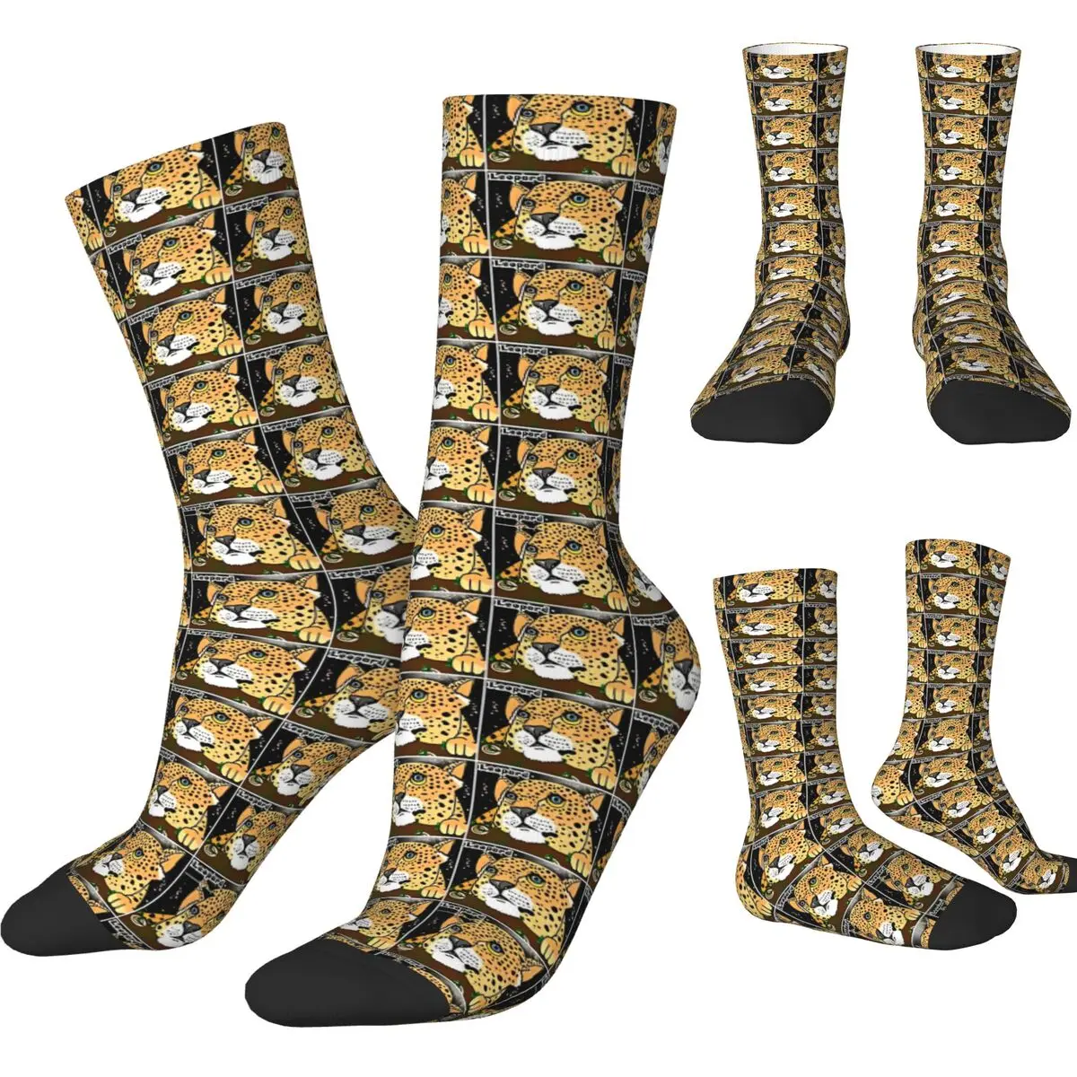 Animal Leopard Stockings Women Men Socks Quality Kawaii Socks Autumn Outdoor Anti Skid Design Socks Birthday Gift