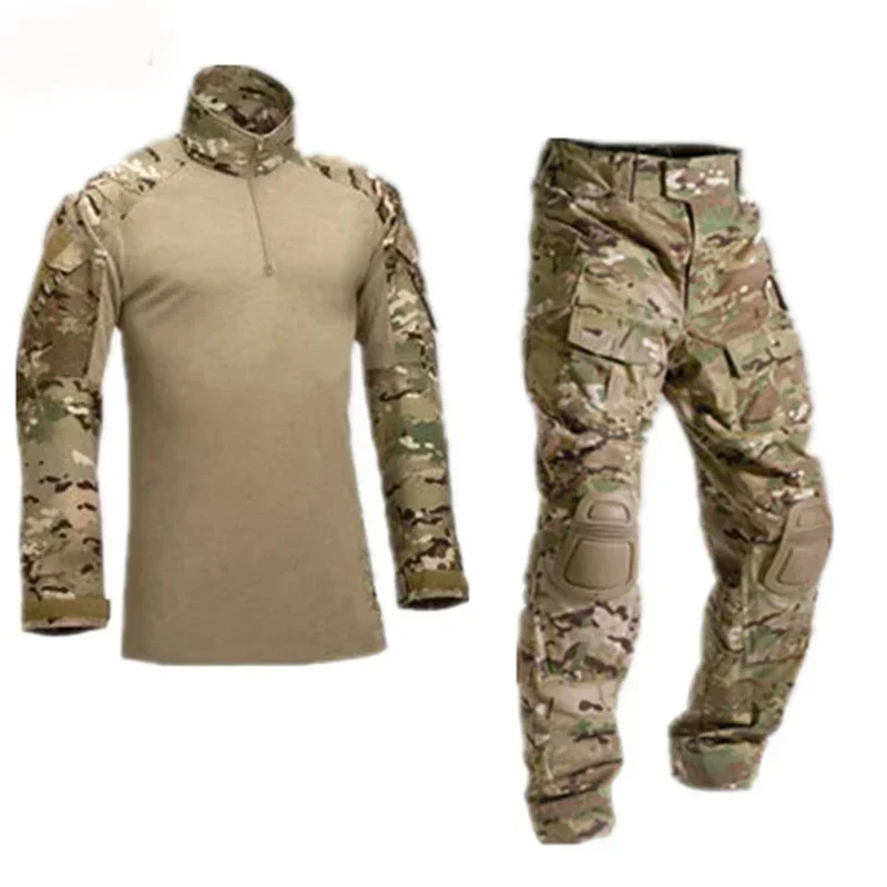 

Hunting Uniform Camouflage Tactical Combat Suit Airsoft War Game Clothing Shirt + Pants Elbow Knee Pads
