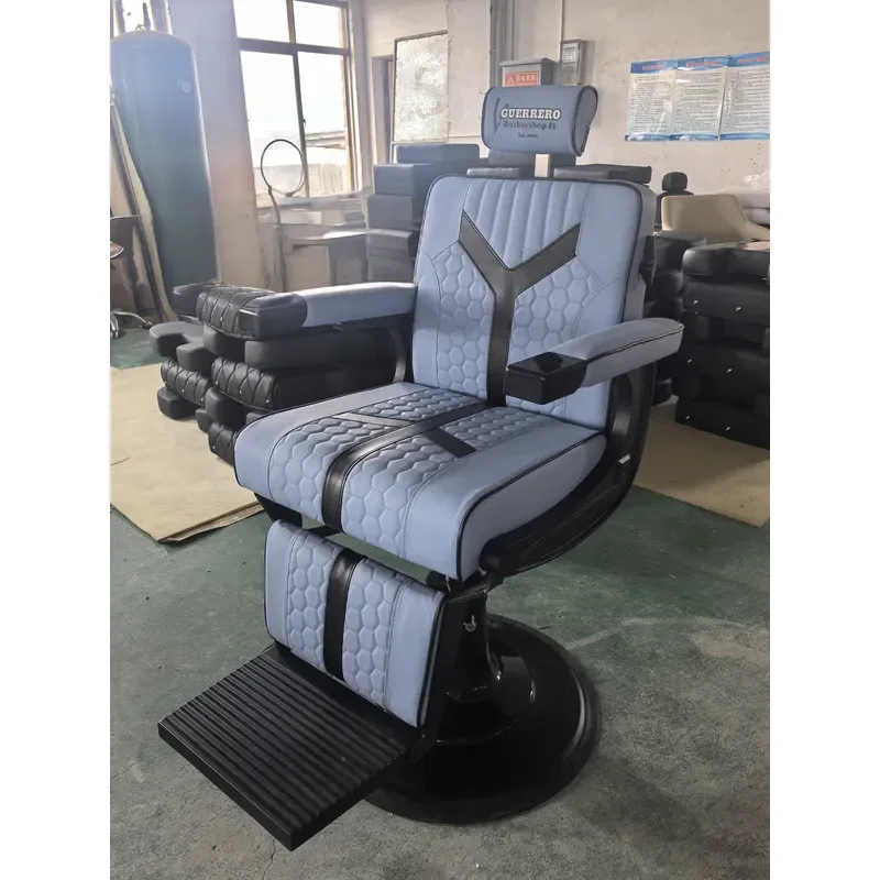 Modern Commercial Barber Chair Large Leather Spacious Cushions 360 Degree Rotation Hydraulic Pump Furniture Styling