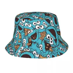 Women Men Bucket Hats Cookies Anime Monsters Summer Travel Headwear Foldable Camping Fishing Caps SesameStreet Panamka Gift