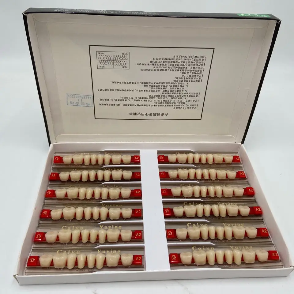 96pcs M 6*1 8*1 Dental Material Colored Jade Front Teeth Synthetic Resin Teeth Upper Molars Dental Complete Dentures Resin Teeth