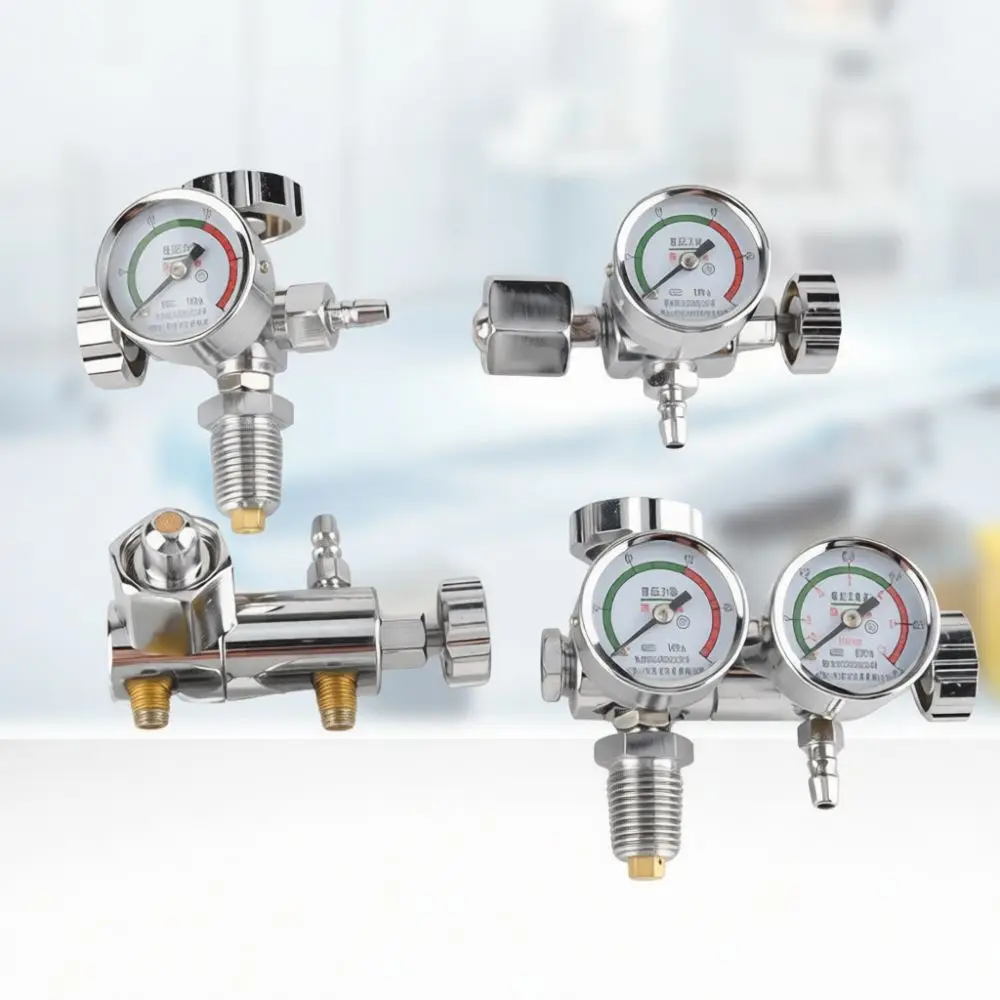 Portable Oxygen Regulator Flow Valve Aluminum Pressure Gauge Connector For Medical Ventilator Emergency Transport Rescue Kit