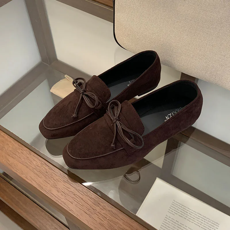 أحذية مسطحة للسيدات بمقدمة مستديرة مع أحذية نسائية ضحلة بعقدة على شكل فراشة أحذية بدون كعب جديدة في عام 2026 #2