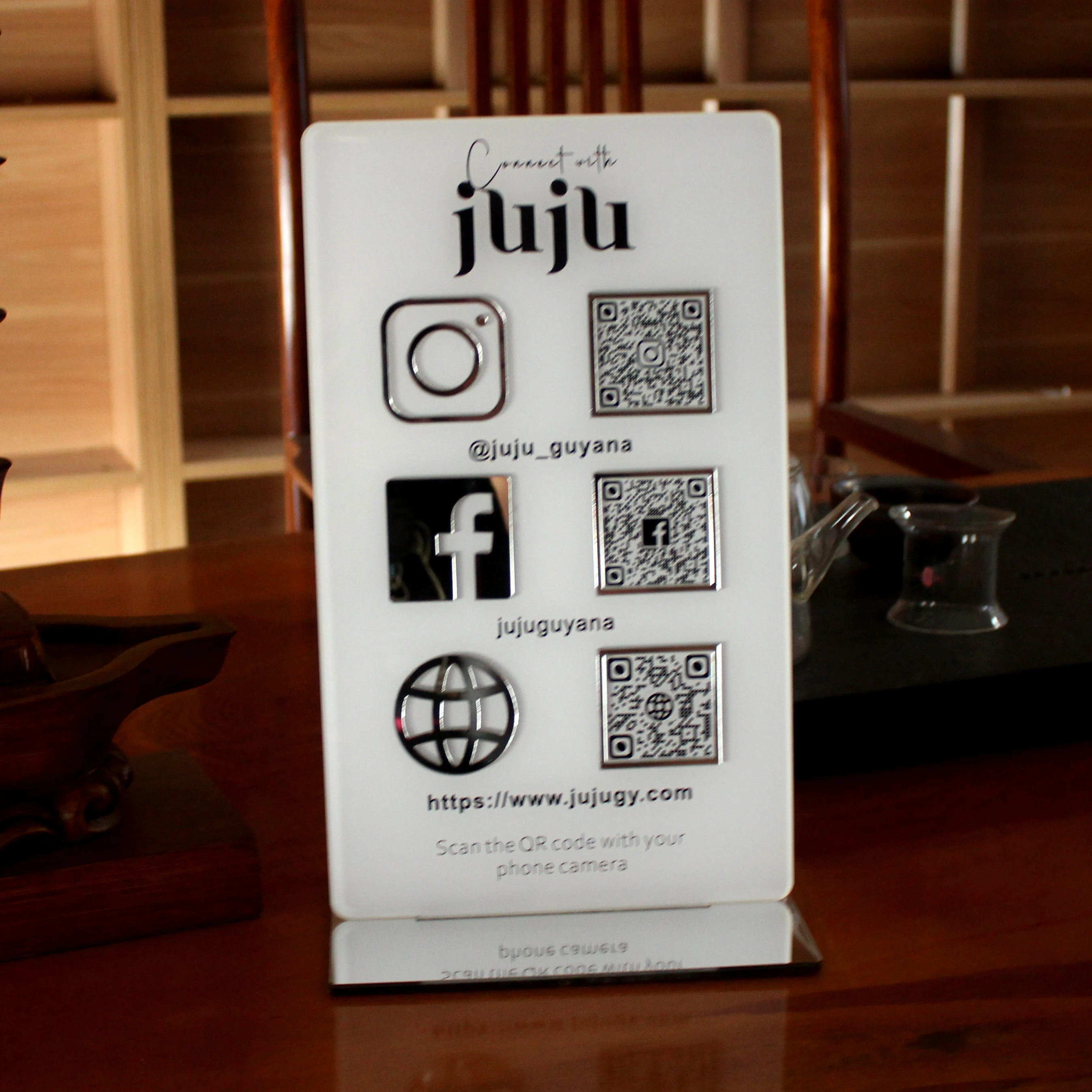 Customize Social Acrylic QR Code Instagram Website Facebook Transparency Billboard Hairdressers Beautician Business Plate